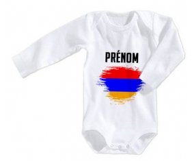 Body bébé Drapeau effet pinceau Arménie avec prénom taille 3/6 mois manches Longues