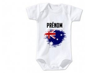 Body bébé Drapeau effet pinceau Australie avec prénom taille 3/6 mois manches Courtes