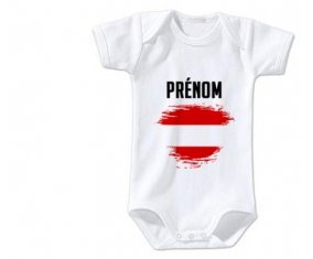 Body bébé Drapeau effet pinceau Autriche avec prénom taille 3/6 mois manches Courtes