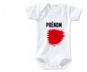 Body bébé Drapeau effet pinceau Bahreïn avec prénom taille 3/6 mois manches Courtes