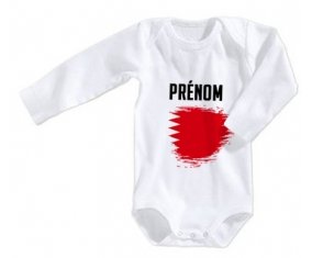 Body bébé Drapeau effet pinceau Bahreïn avec prénom taille 3/6 mois manches Longues