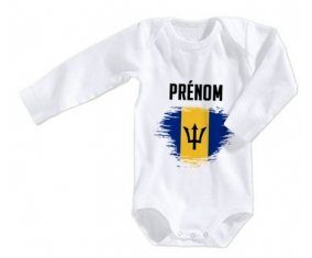 Body bébé Drapeau effet pinceau Barbade avec prénom taille 3/6 mois manches Longues