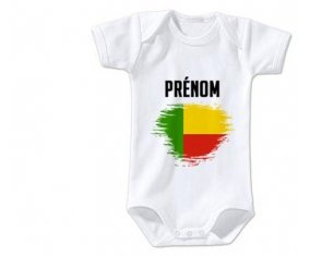 Body bébé Drapeau effet pinceau Bénin avec prénom taille 3/6 mois manches Courtes