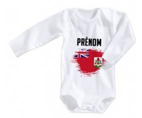 Body bébé Drapeau effet pinceau Bermudes avec prénom taille 3/6 mois manches Longues