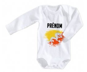 Body bébé Drapeau effet pinceau Bhoutan avec prénom taille 3/6 mois manches Longues