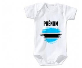 Body bébé Drapeau effet pinceau Bostwana avec prénom taille 3/6 mois manches Courtes