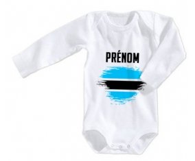 Body bébé Drapeau effet pinceau Bostwana avec prénom taille 3/6 mois manches Longues
