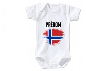 Body bébé Drapeau effet pinceau Île Bouvet avec prénom taille 3/6 mois manches Courtes