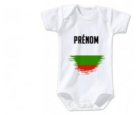 Body bébé Drapeau effet pinceau Bulgarie avec prénom taille 3/6 mois manches Courtes