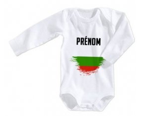 Body bébé Drapeau effet pinceau Bulgarie avec prénom taille 3/6 mois manches Longues