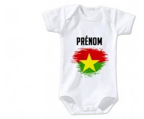 Body bébé Drapeau effet pinceau Burkina Faso avec prénom taille 3/6 mois manches Courtes