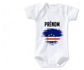 Body bébé Drapeau effet pinceau Cap-Vert avec prénom taille 3/6 mois manches Courtes