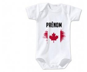 Body bébé Drapeau effet pinceau Canada avec prénom taille 3/6 mois manches Courtes