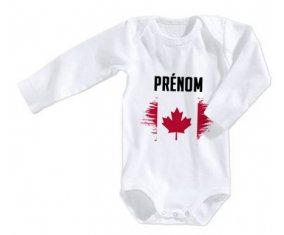 Body bébé Drapeau effet pinceau Canada avec prénom taille 3/6 mois manches Longues