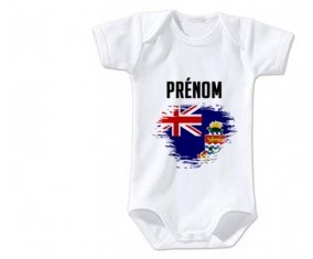 Body bébé Drapeau effet pinceau Îles Caïmans avec prénom taille 3/6 mois manches Courtes
