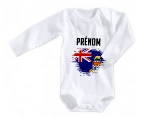 Body bébé Drapeau effet pinceau Îles Caïmans avec prénom taille 3/6 mois manches Longues