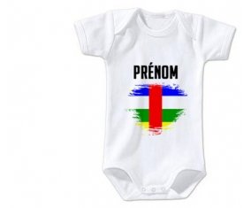 Body bébé Drapeau effet pinceau République centrafricaine avec prénom taille 3/6 mois manches Courtes