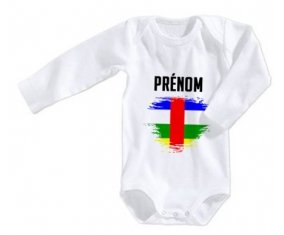 Body bébé Drapeau effet pinceau République centrafricaine avec prénom taille 3/6 mois manches Longues
