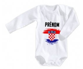 Body bébé Drapeau effet pinceau Croatie avec prénom taille 3/6 mois manches Longues