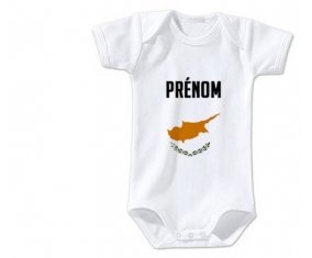 Body bébé Drapeau effet pinceau Chypre avec prénom taille 3/6 mois manches Courtes