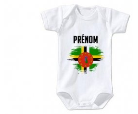 Body bébé Drapeau effet pinceau Dominique avec prénom taille 3/6 mois manches Courtes