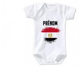 Body bébé Drapeau effet pinceau Egypte avec prénom taille 3/6 mois manches Courtes