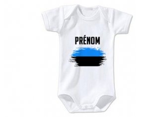 Body bébé Drapeau effet pinceau Estonie avec prénom taille 3/6 mois manches Courtes