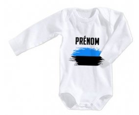 Body bébé Drapeau effet pinceau Estonie avec prénom taille 3/6 mois manches Longues