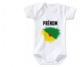 Body bébé Drapeau effet pinceau Guyane Française avec prénom taille 3/6 mois manches Courtes