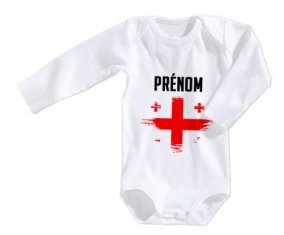 Body bébé Drapeau effet pinceau Géorgie avec prénom taille 3/6 mois manches Longues