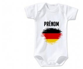 Body bébé Drapeau effet pinceau Allemagne avec prénom taille 3/6 mois manches Courtes
