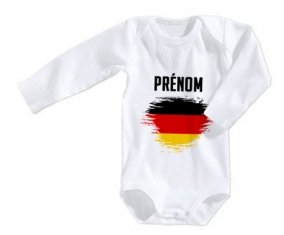 Body bébé Drapeau effet pinceau Allemagne avec prénom taille 3/6 mois manches Longues