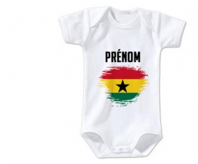 Body bébé Drapeau effet pinceau Ghana avec prénom taille 3/6 mois manches Courtes