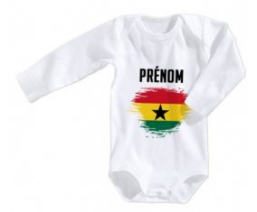 Body bébé Drapeau effet pinceau Ghana avec prénom taille 3/6 mois manches Longues
