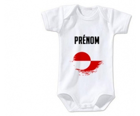 Body bébé Drapeau effet pinceau Groenland avec prénom taille 3/6 mois manches Courtes