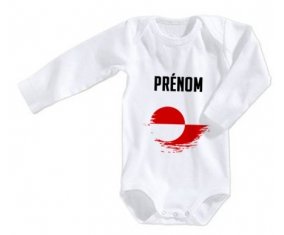 Body bébé Drapeau effet pinceau Groenland avec prénom taille 3/6 mois manches Longues