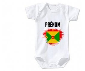 Body bébé Drapeau effet pinceau Grenade avec prénom taille 3/6 mois manches Courtes