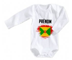 Body bébé Drapeau effet pinceau Grenade avec prénom taille 3/6 mois manches Longues