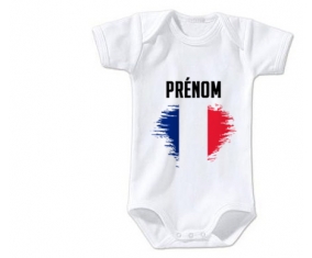 Body bébé Drapeau effet pinceau Guadeloupe avec prénom taille 3/6 mois manches Courtes