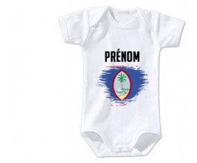 Body bébé Drapeau effet pinceau Guam avec prénom taille 3/6 mois manches Courtes