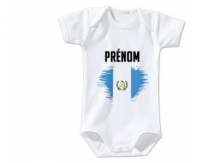 Body bébé Drapeau effet pinceau Guatemala avec prénom taille 3/6 mois manches Courtes