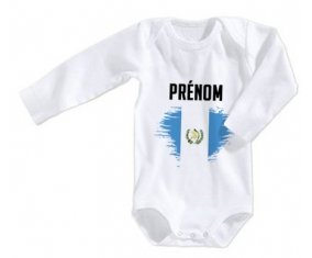Body bébé Drapeau effet pinceau Guatemala avec prénom taille 3/6 mois manches Longues
