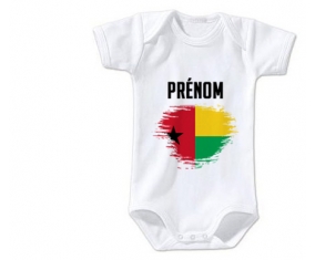 Body bébé Drapeau effet pinceau Guinée avec prénom taille 3/6 mois manches Courtes
