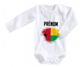 Body bébé Drapeau effet pinceau Guinée avec prénom taille 3/6 mois manches Longues