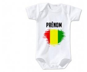 Body bébé Drapeau effet pinceau Guinée Bissau avec prénom taille 3/6 mois manches Courtes