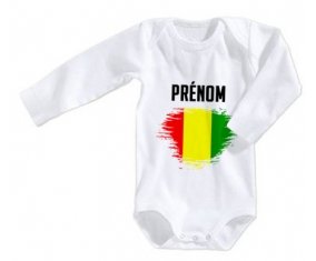 Body bébé Drapeau effet pinceau Guinée Bissau avec prénom taille 3/6 mois manches Longues