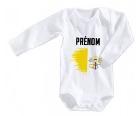 Body bébé Drapeau effet pinceau Saint-Siège avec prénom taille 3/6 mois manches Longues