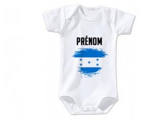 Body bébé Drapeau effet pinceau Honduras avec prénom taille 3/6 mois manches Courtes