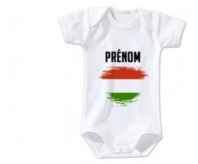 Body bébé Drapeau effet pinceau Hongrie avec prénom taille 3/6 mois manches Courtes