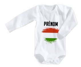 Body bébé Drapeau effet pinceau Hongrie avec prénom taille 3/6 mois manches Longues